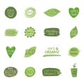 Organic cosmetic icon set. Eco fiendly, bio certified product. Vegan healthy food logo. Farm fresh label. Nature