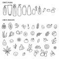 Organic cosmetics ingredients set for product packaging. Hand drawn packaging icons. Vector illustration Royalty Free Stock Photo