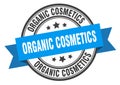 organic cosmetics label sign. round stamp. band. ribbon