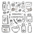 ORGANIC COSMETICS SNAIL Monochrome Hand Drawn Collection Royalty Free Stock Photo