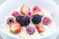 Organic cottage cheese with blackberry, strawberry and raspberry