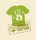 Organic Cotton Creative Concept On Grunge Rust Background. Eco Green Set Of Vector Icons.