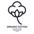 Organic cotton flower outline icon vector illustration. Pixel perfect and editable stroke. 48x48