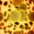 Organic 3d background with yellow and red viruses Royalty Free Stock Photo