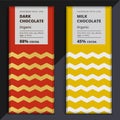 Organic dark and milk chocolate bar design. Choco packaging