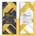 Organic dark and milk chocolate bar design. Choco packaging