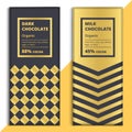 Organic dark and milk chocolate bar design. Choco packaging