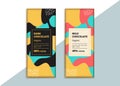 Organic dark and milk chocolate bar design. Creative abstract choco packaging vector mockup. Trendy luxury product branding