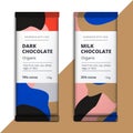 Organic dark and milk chocolate bar design. Luxury abstract choc