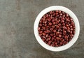 Organic Delicious Dark Red Adzuki Beans In White Bowl Royalty Free Stock Photo