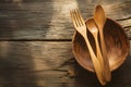 Organic dining Wooden spoon and fork in a nature inspired bowl