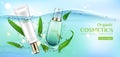 Organic eco cosmetics product tubes ad banner