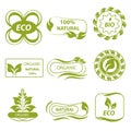 Organic, eco logo, elements flora