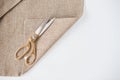 Organic eco shopping bag with tailor scissors.