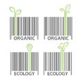 Organic ecology barcode symbol vector set