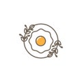 organic egg fried egg minimalist logo design vector Royalty Free Stock Photo