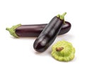 Organic eggplant and squash on a white background Royalty Free Stock Photo