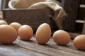 Organic Eggs on Wood Royalty Free Stock Photo