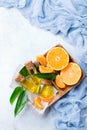 Organic essential tangerine, mandarin, clementine oil Royalty Free Stock Photo