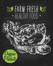 Organic farm food poster healthy drawn chalkboard