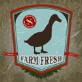 Organic farm fresh. Vintage label with duck.