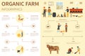 Organic Farm infographic flat vector illustration. Presentation Concept