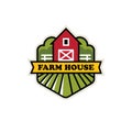 Organic farm logo with red barn