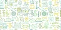 Organic Farm Seamless Pattern Background For your Design. Harvest Festival. Agriculture collection. Organic farming eco Royalty Free Stock Photo