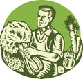 Organic Farmer Green Grocer Vegetable Retro Royalty Free Stock Photo