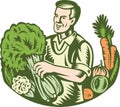 Organic Farmer Green Grocer With Vegetables Retro Royalty Free Stock Photo