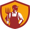 Organic Farmer Pitchfork Crest Retro