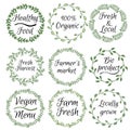 Organic Farming market hand-sketched herbal vector frame (template).