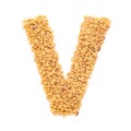 Organic Fenugreek seed Trigonella foenum-graecum in letter V Shape for vitamin.