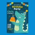 organic flat children birthday invitation vector design