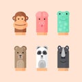 Organic flat design hand puppets collection Vector illustration.