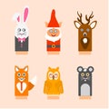 Organic flat design hand puppets collection Vector illustration.