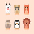 Organic flat design hand puppets collection Vector illustration.