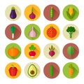 Organic flat vegetable icons