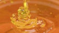 Organic floral bee honey pouring in slow motion, healthy natural sugars