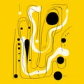 Organic Flowing Forms: A Minimalist Yellow Illustration