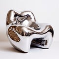 Organic Fluid Silver Chair With Ear Design