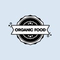 Organic food badge. Vector. Organic food stamp icon. Certified badge logo. Stamp Template. Label, Sticker, Icons. Gmo free natural Royalty Free Stock Photo