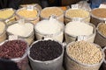 Organic food bazaar for sale with various seeds from local ecological products in yerevan Royalty Free Stock Photo