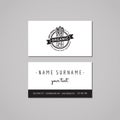 Organic food business card design concept. Food logo with asparagus and ribbon. Vintage, hipster and retro style.