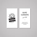 Organic food business card design concept. Food logo with celery and ribbon. Vintage, hipster and retro style.