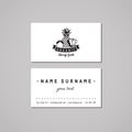 Organic food business card design concept. Food logo with lemon, pineapple and spinach. Vintage, hipster and retro style.