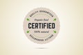 Organic food certified sign. Quality guaranteed.