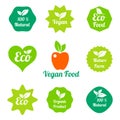 Organic food, farm fresh and natural product stickers and badges collection for food market, ecommerce, organic products promotion Royalty Free Stock Photo