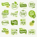 Organic food, farm fresh and natural product stickers and badges collection