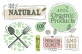 Organic food, farm fresh and natural products labels and badges collection Royalty Free Stock Photo